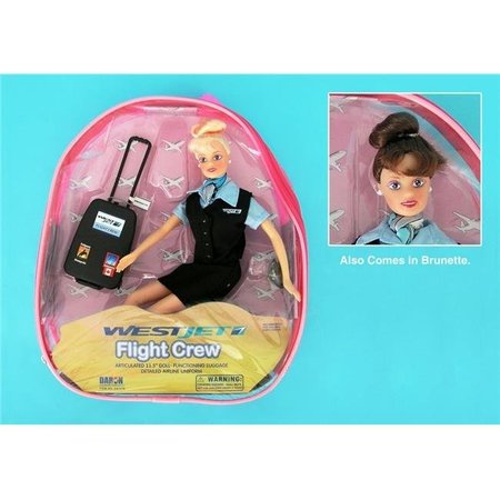 DARON WORLDWIDE TRADING Daron Worldwide Trading  DA1176 Westjet Flight Attendant Doll with Luggage DA1176
